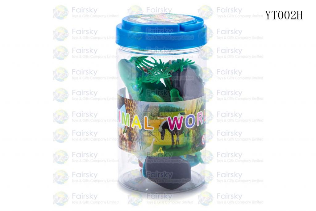 SET OF 16 PCS PVC FUNNY OCEAN ANIMALS WITH ACCESSORIES IN 9x16.5cm PLASTIC TUB