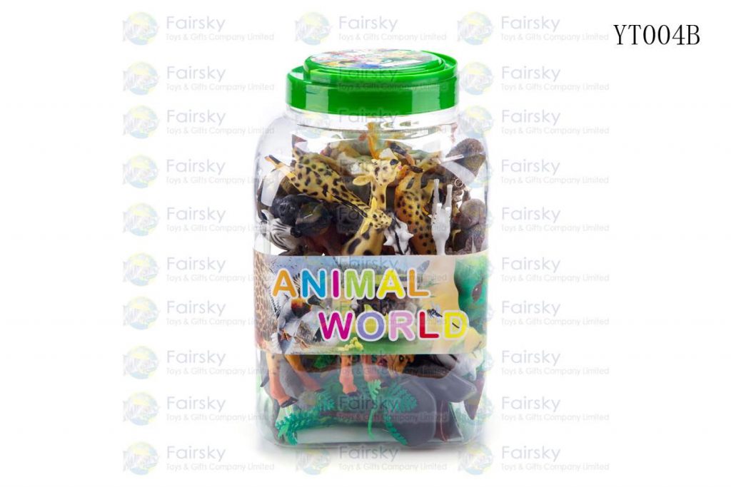 SET OF 50 PCS PVC WILD ANIMALS WITH ACCESSORIES IN 16x26cm PLASTIC TUB