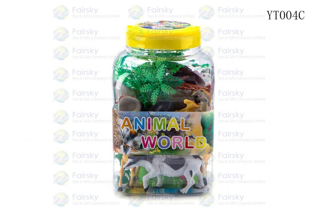 SET OF 50 PCS PVC FARM ANIMALS WITH ACCESSORIES IN 16x26cm PLASTIC TUB